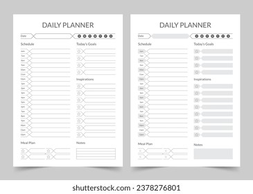 Minimalist Daily Planner, Modern Planner Template Set, Vector Planner