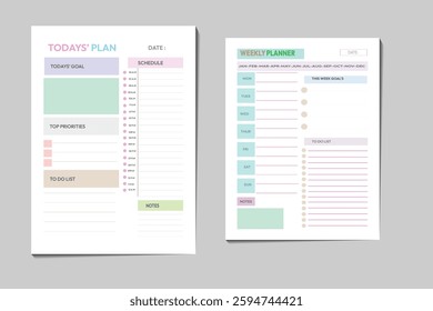 Minimalist daily, weekly planner template