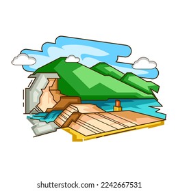Diseño de represa minimalista, diseño plano, ilustración vectorial de fondo blanco