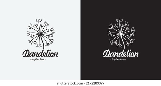 minimalist dandelion logo in black in white
