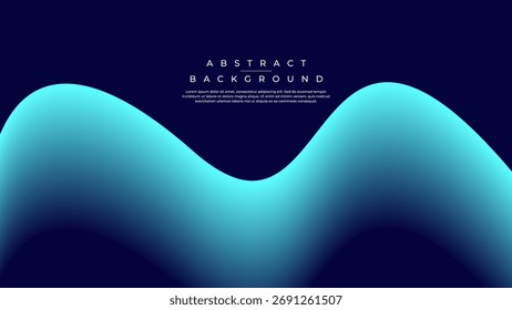 Minimalistischer dunkler abstrakter Hintergrund mit zentraler, glatter Cyan-Fluidwelle