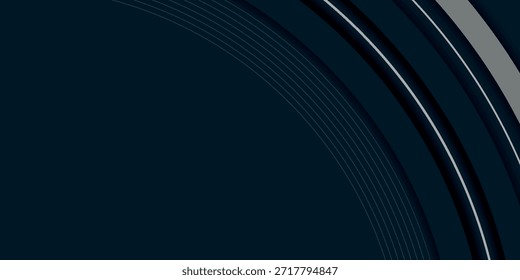 Minimalist dark abstract background with glowing gray curved lines design. Modern circular line pattern for cover, brochure, banner, promotion, presentation, and website. EPS. 3