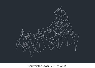 Minimalist dark background with clustered abstract wireframe geometric objects