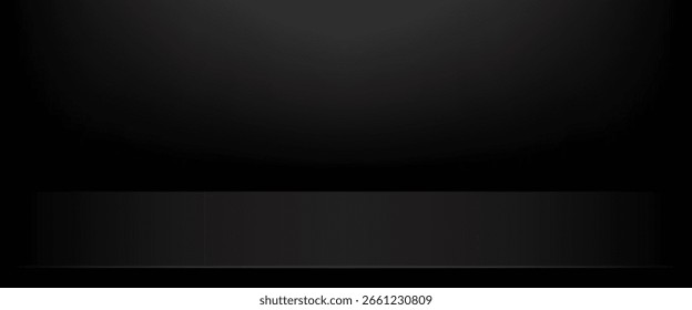 Minimalistischer dunkelschwarzer Farbverlauf-Hintergrund mit subtilem Spotlight-Effekt und weicher Farbverlauf-Boden, perfekt für moderne und elegante Produktdisplays oder Präsentationen.