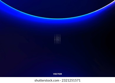 Minimalist Dark Blue Background with glowing ring on top. Vector Illustration. EPS 10. Modern backdrops for Music Festival, Night Club, tech designs, minimalism arts, landing pages, apps. 