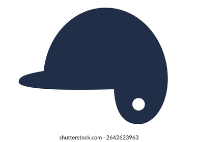Minimalist dark blue baseball helmet icon side view. Clipart image isolated on background.