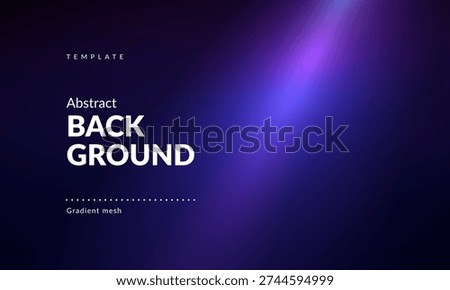 Minimalist Dark Blue and Purple Gradient Background with Soft Illumination and a Neon Light Beam Effect. Modern Backdrop Template for Branding, Web Design, Social Media Post, Covers, Product Card, Ad Banners, Presentations, Posters, Packaging, Digital Art, Graphics and Creative Use. Vector image.