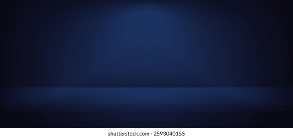 Minimalist dark blue studio background with subtle lighting and spotlight effect, ideal for product display or presentations
