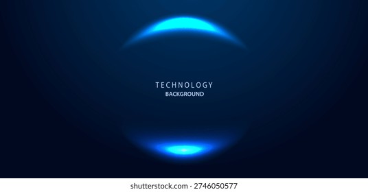 Minimalist dark blue vector background with a glowing sphere and 