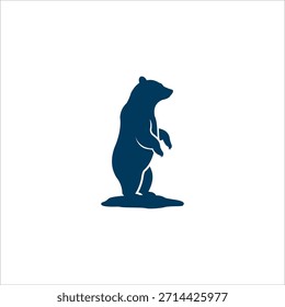 Icono de Vector azul oscuro minimalista de un oso de pie, estilizado con líneas curvas suaves y un perfil elegante.