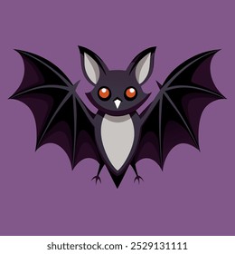 A minimalist and dark flying bat silhouette icon, ideal for Halloween themes and spooky designs