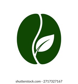 Un logotipo ovalado verde oscuro minimalista con una hoja y tallo estilizados blancos, que simbolizan el crecimiento, la naturaleza y los productos orgánicos, adecuados para marcas ecológicas.