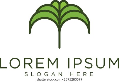 Minimalist dark green tree logo symbolizing growth, sustainability and nature. Modern vector design with clean lines, suitable for eco-friendly businesses, agriculture, conservation organizations.