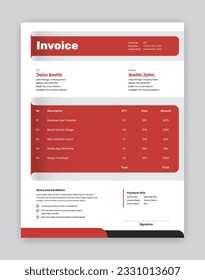 Minimalist dark red bill receipt or business invoice template