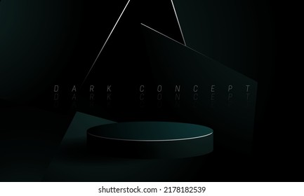 Minimalist dark tosca to black premium abstract background with luxury dark geometric elements. Exclusive wallpaper design for poster, brochure, presentation, website etc. - Vector EPS