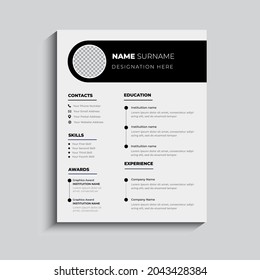 Minimalist Dark Vector CV Resume template