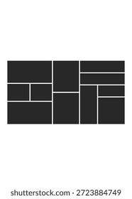 Una ilustración minimalista del tablero de instrumentos con una estructura modular. Las líneas limpias y los diversos tamaños de caja ofrecen una forma sofisticada de presentar una historia visual de múltiples partes.