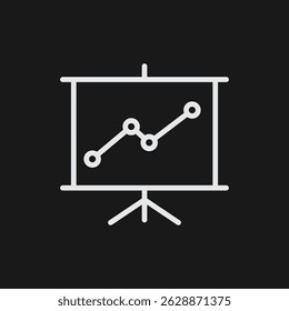 Icono minimalista del tablero de datos Ilustración vectorial simple en blanco y negro de la pantalla de proyección, el Tablero de presentación y la pantalla de análisis 