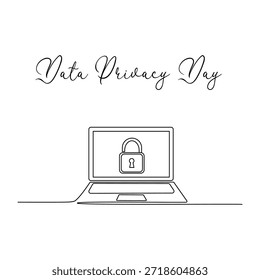 Ilustração minimalista da arte da linha do dia da privacidade dos dados. Adequado para celebração
