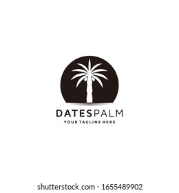 Minimalist Date Palm Circle Logo design icon vector