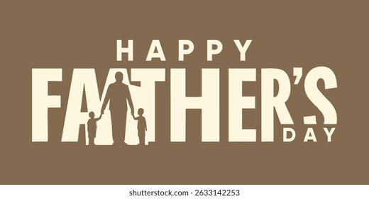 Minimalist Father’s Day Banner with Family Illustration