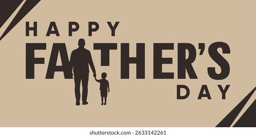 Minimalist Father’s Day Banner with Family Illustration
