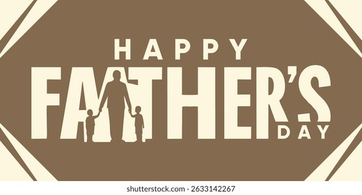 Minimalist Father’s Day Banner with Family Illustration