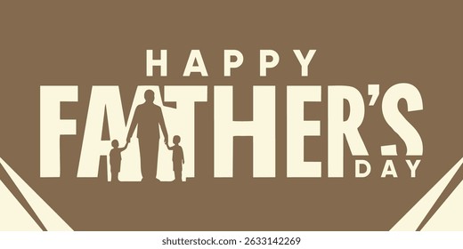 Minimalist Father’s Day Banner with Family Illustration