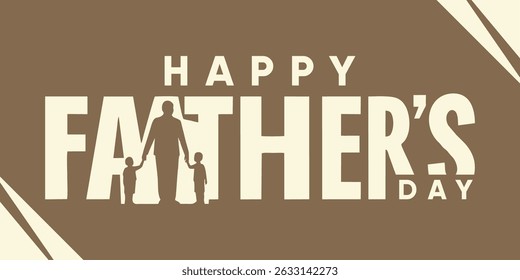 Minimalist Father’s Day Banner with Family Illustration