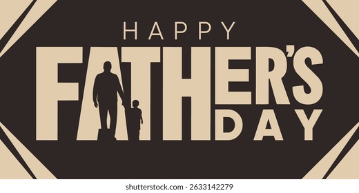 Minimalist Father’s Day Banner with Family Illustration