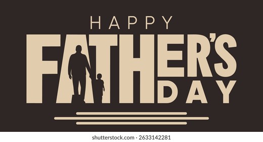 Minimalist Father’s Day Banner with Family Illustration