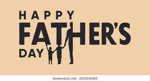 Minimalist Father’s Day Banner with Family Illustration