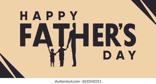 Minimalist Father’s Day Banner with Family Illustration