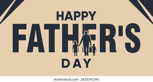 Minimalist Father’s Day Banner with Family Illustration