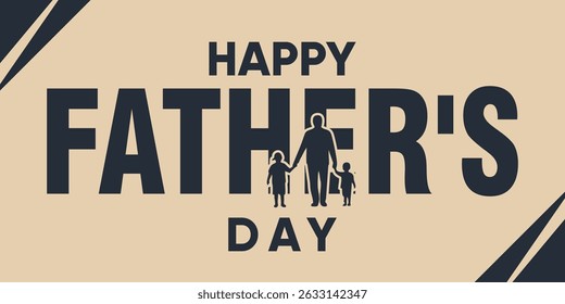 Minimalist Father’s Day Banner with Family Illustration