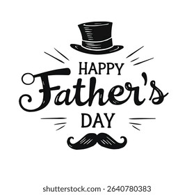Minimalist Father’s Day Sketch – Hat, Mustache and Gentleman Symbols
