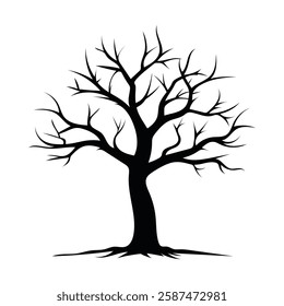 Minimalist Dead Tree Silhouette Icon A Symbol of Dryness, Decay, and Nature’s Beauty