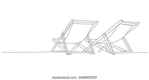 Minimalist Deck Chairs – Continuous Line Beach Chair Vector Illustration	
