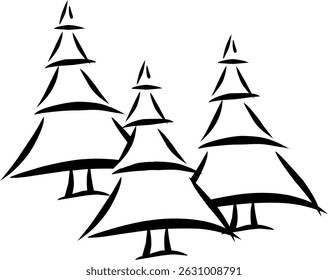 Minimalist decorated Christmas tree. Ideal for festive design projects, Xmas greeting cards, winter holidays, and seasonal illustrations.