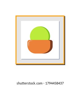 Minimalist decorative plant poster wall decoration isolated on color background. Cartoon Concept. Vector illustration. Suitable for landing pages, icons, stickers and posters.