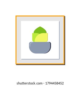 Minimalist decorative plant poster wall decoration isolated on color background. Cartoon Concept. Vector illustration. Suitable for landing pages, icons, stickers and posters.