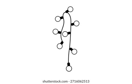 Minimalista decorativo String luzes Line Art no fundo branco
