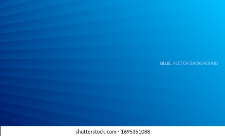 Minimalist Deep Blue Abstract Background 3D Vector Smooth Perspective Lines. Futuristic Technology Wide Wallpaper. Cyan Empty Blurred Surface Illustration. Clear Blank Business Presentation Backdrop