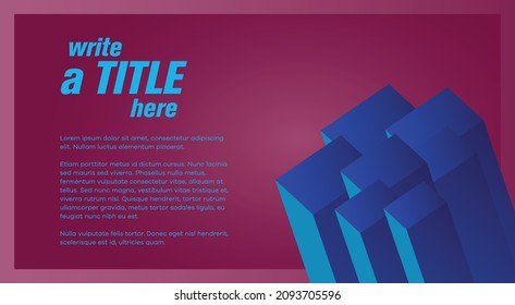 Minimalist Deep Blue and Burgundy Premium Abstract Background with Luxury Geometric Cubic Shapes. Banner, Brochure, Presentation, Website Etc. Custom Wallpaper Design for You. Vector.