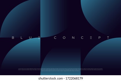 Minimalist deep blue premium abstract background with luxury geometric dark shapes. Exclusive wallpaper design for poster, brochure, presentation, website etc. - Vector EPS