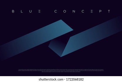 Minimalist deep blue premium abstract background with luxury geometric dark shapes. Exclusive wallpaper design for poster, brochure, presentation, website etc. - Vector EPS