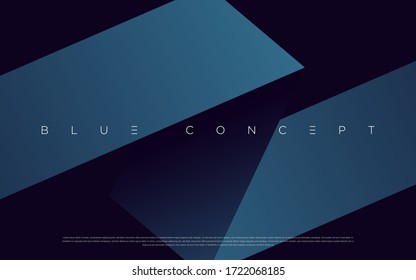 Minimalist deep blue premium abstract background with luxury geometric dark shapes. Exclusive wallpaper design for poster, brochure, presentation, website etc. - Vector EPS