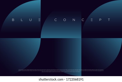 Minimalist deep blue premium abstract background with luxury geometric dark shapes. Exclusive wallpaper design for poster, brochure, presentation, website etc. - Vector EPS