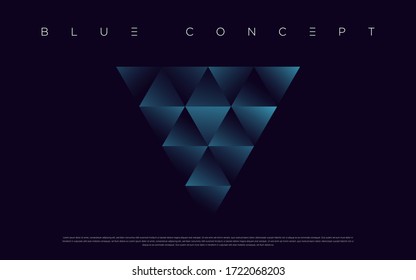 Minimalist deep blue premium abstract background with luxury geometric dark shapes. Exclusive wallpaper design for poster, brochure, presentation, website etc. - Vector EPS
