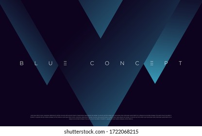 Minimalist deep blue premium abstract background with luxury geometric dark shapes. Exclusive wallpaper design for poster, brochure, presentation, website etc. - Vector EPS